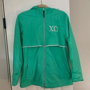 Chi Omega Teal Rain Jacket
